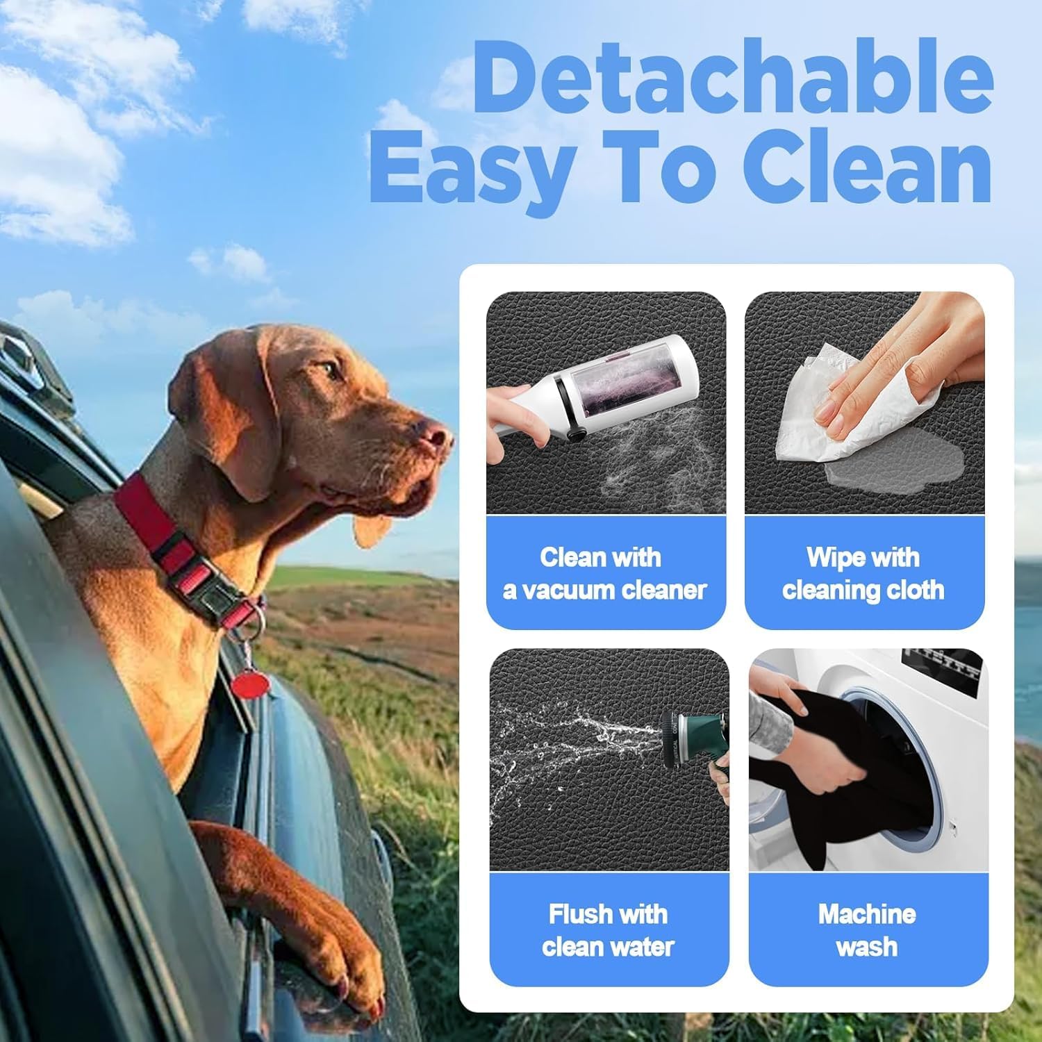 MYJAQI Back Seat Extender for Dogs, Hard Bottom Dog Car Seat Cover | 100% Waterproof PU Leather, Holds 400lbs, Scratch Proof and Anti Slip Dog Hammock for Car, Mesh Window & Dog seatbelt