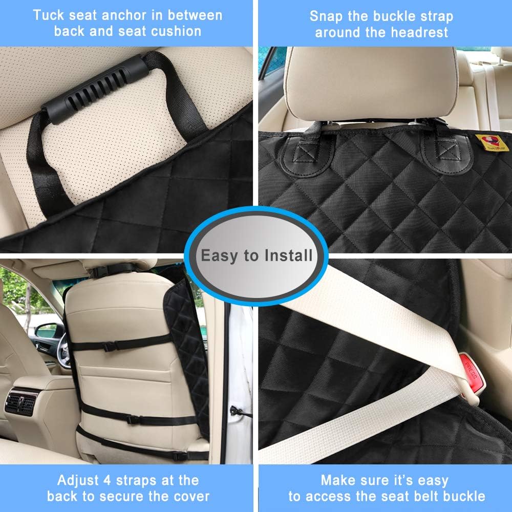 Bark Lover Deluxe Dog Seat Cover for Front Seat-More Durable Spill-Resistant Front Seat Protector, High Heat Resistant and Nonslip Front Seat Cover for Dogs Kids, Universal Size (Black,1 Pack)
