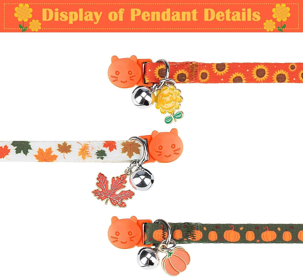 PUPTECK Cat Collar Breakaway with Bells, Adjustable Kitten Collar Outfit | for Girl Boy Small Pet Puppy Bunny, Cute Costume Accessory with Safety Release Buckle (Fall)