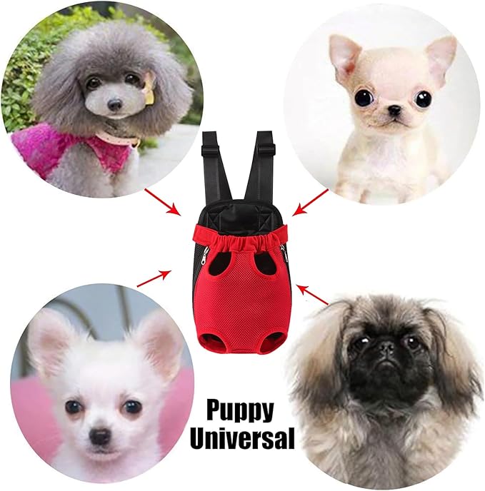 Dog Carrier Backpack, Adjustable Puppy Front Carrier Backpack, Ventilated Dog Chest Carrier for Hiking Camping Travel, Sling Bag for Small Medium Dog Cat Rabbit Puppies, Suit 9-13 lbs (Black, L)