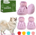 EVA Dog Shoes for Hot Pavement, Non-Slip Waterproof Reflective Adjustable Dog Booties Boots & Paw Protectors, Easy ON & Off Rugged Sole for Small Medium Large Dog Outdoor Walking (Pink,3)