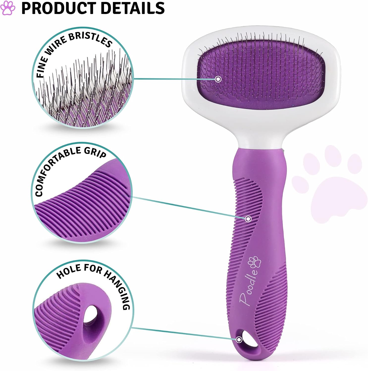 Pet Grooming Bundle - Detangling Pet Comb with Long & Short Stainless Steel Teeth for Removing Matted Fur, Knots & Tangles + Slicker Brush for Small and Large Dogs with Curly Hair