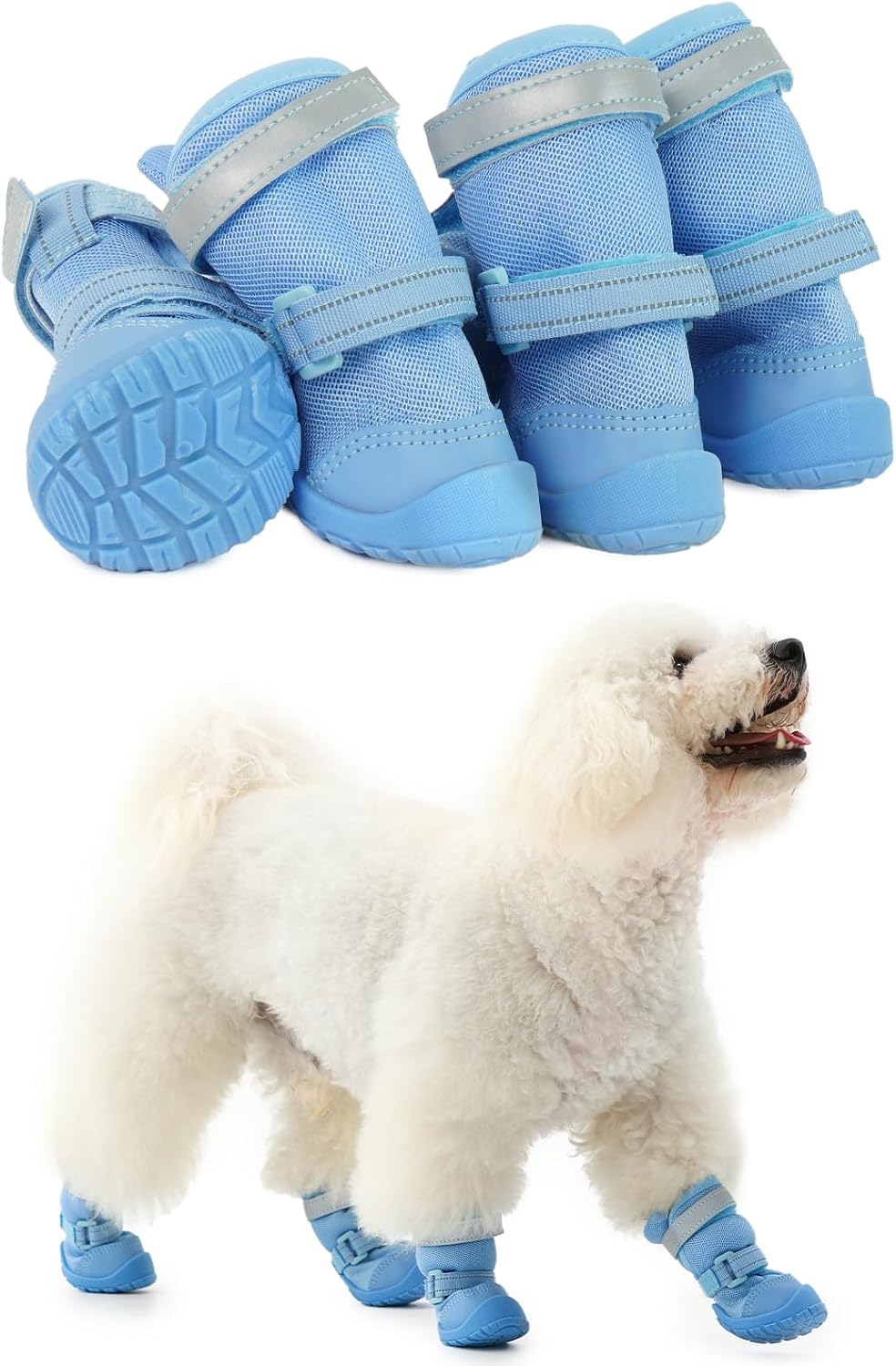 MIGOHI Reflective Dog Shoes for Small Dogs,Small Dog Boots & Paw Protectors for Summer Hot Pavement Hardfloors with Anti Slip Waterproof Rubber Grip Sole,Dog Booties for Indoor Outdoor Walking Running