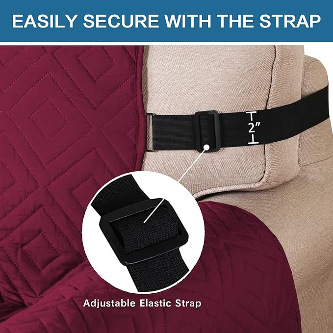 H.VERSAILTEX Reversible Loveseat Cover Furniture Protector Anti-Slip Water Resistant 2" Elastic Straps Couch Covers Pets Kids Fit Sitting Width Up to 54"(Oversized Loveseat: 75" x 98", Red/Tan)