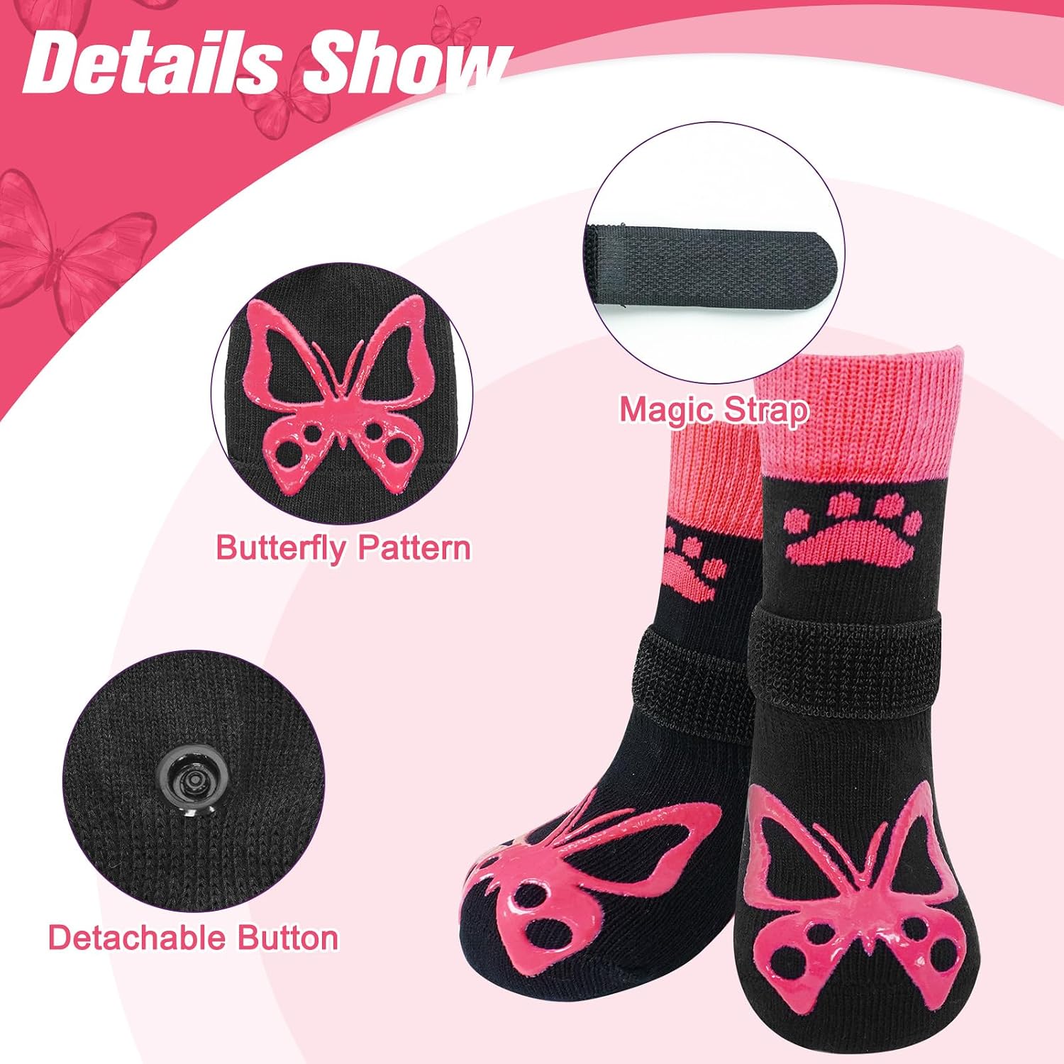 Anti Slip Dog Socks to Prevent Licking Paws for Hot Pavement | Dog Shoes Double Sides Dog Boots & Paw Protectors Booties for Hardwood Floors with Grip Small Medium Large Senior Dogs S