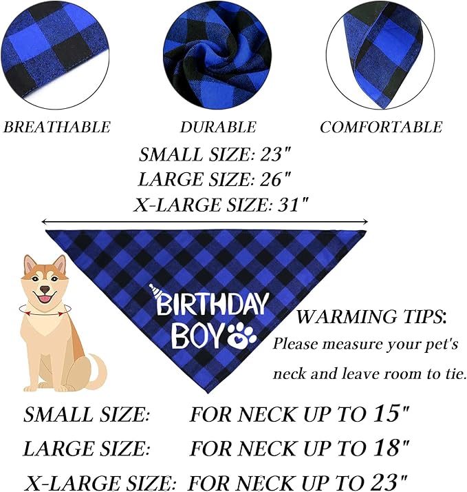 STMK Dog Birthday Decorations, Multi Sizes Dog Birthday Hat with Numbers Bandana Bow Tie It’s My Bday Mother Puppers Banner for Small Medium Dogs Pets (Blue, Small)