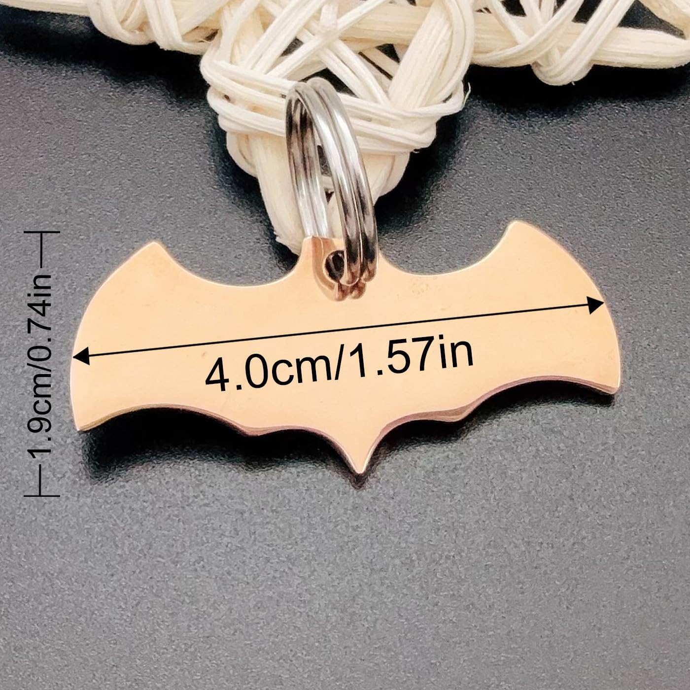 Stainless Steel Cat ID Tag Personalized Pet Tags with up to 4 Lines of Custom Text, Small Pet Mini Dog Cat Tag Lightweight, Engraved on Both Sides, Multiple Patterns Colors Size Options (Bat Shaped)