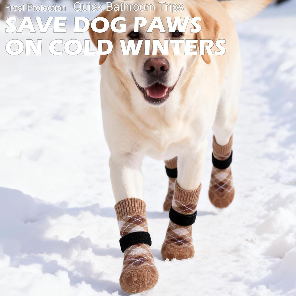 Dog Socks to Prevent Licking Paws,Anti Slip Dog Shoes for Hot Pavement,Dog Booties for Hardwood Floors,Dogs Boots & Paw Protectors for Small Medium Large Senior Dogs,British Style,Khaki M