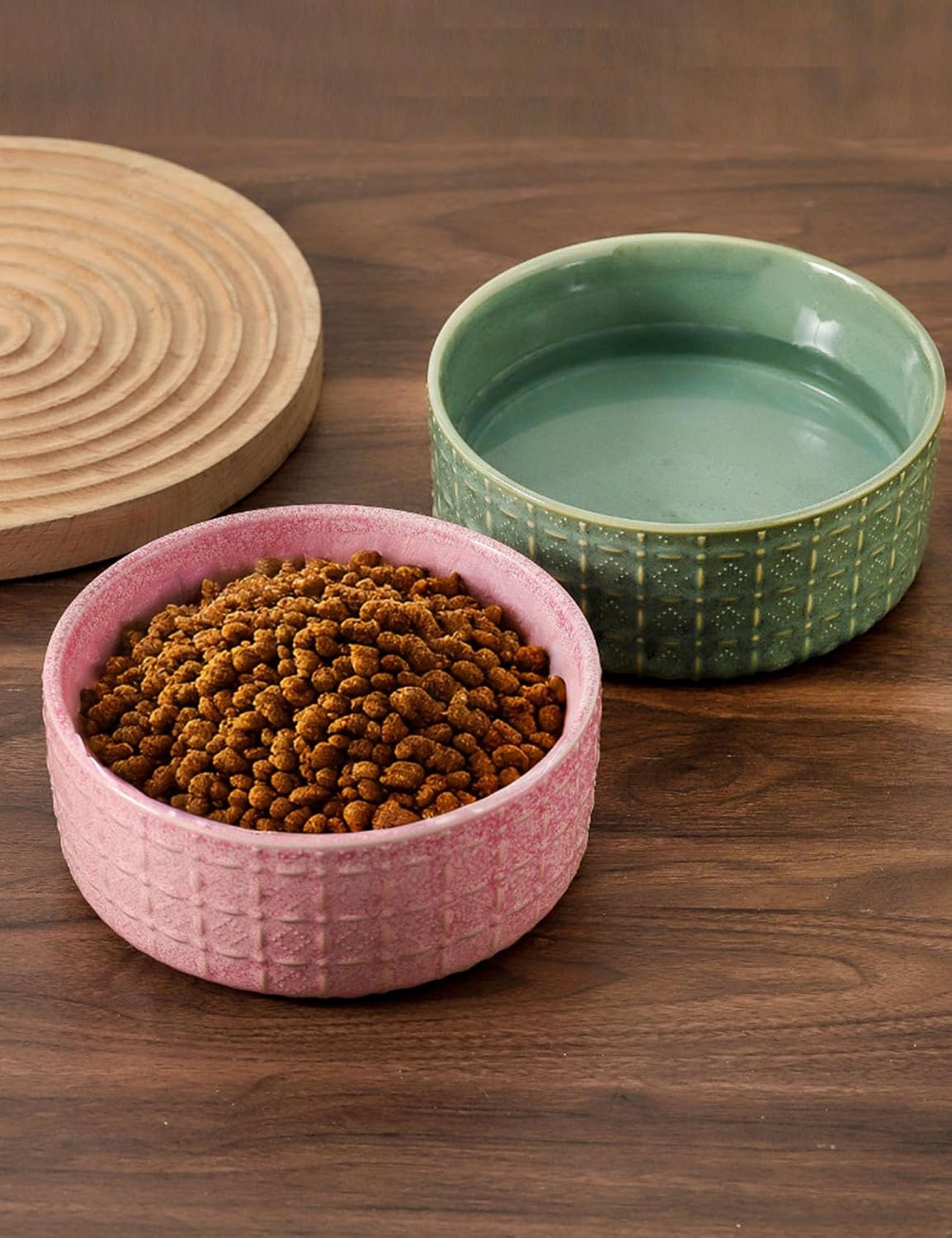 Ceramic Dog Bowl, 6.5 inch Pet Dog Food Bowl Water Bowls, Dogs Dish for Middle and Small Dogs, Puppy, Green