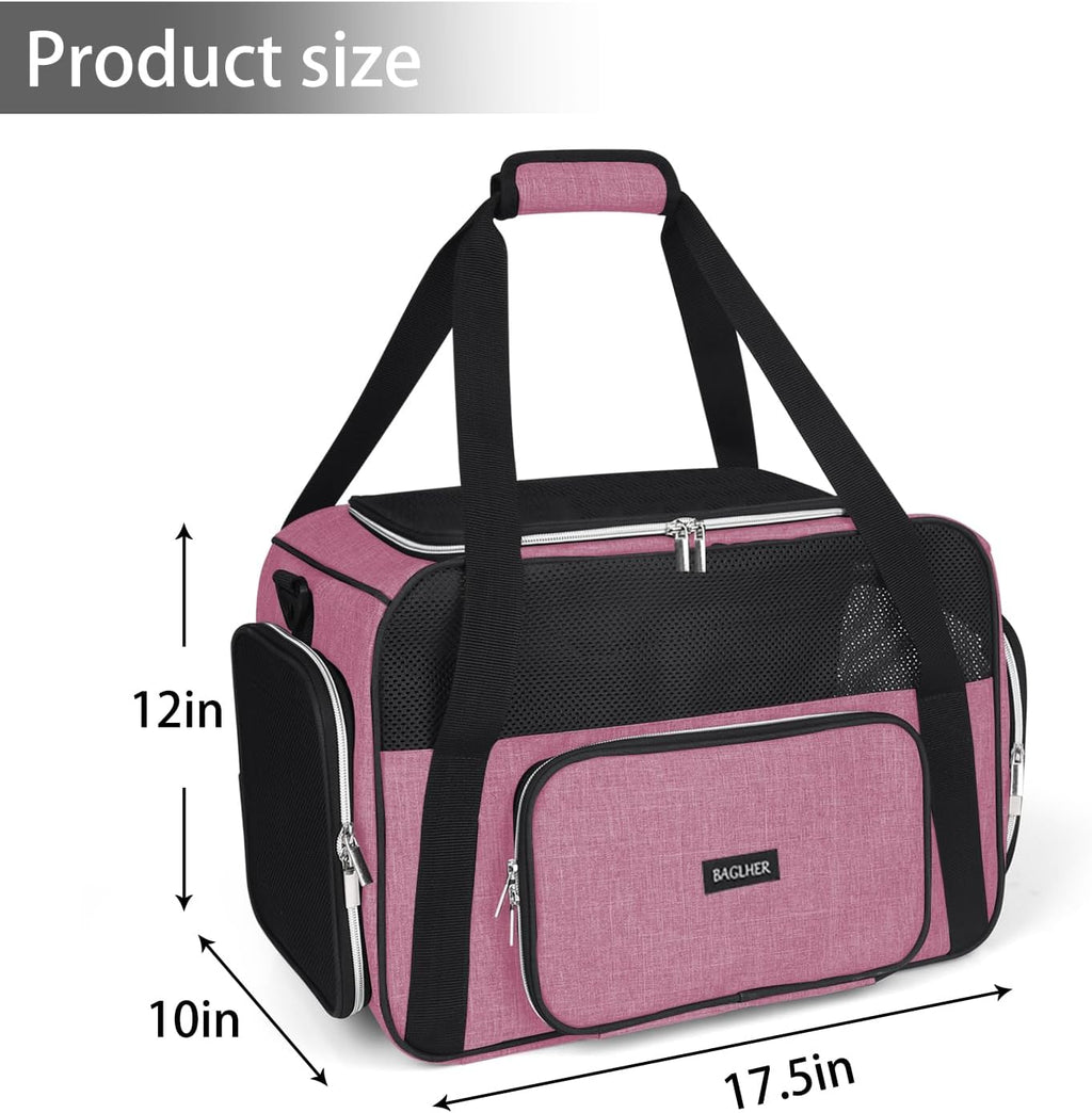 BAGLHER Pet Travel Carrier, Cat Carriers Dog Carrier for Small Medium Cats Dogs Puppies, Airline Approved Small Dog Carrier Soft Sided, Collapsible Puppy Carrier