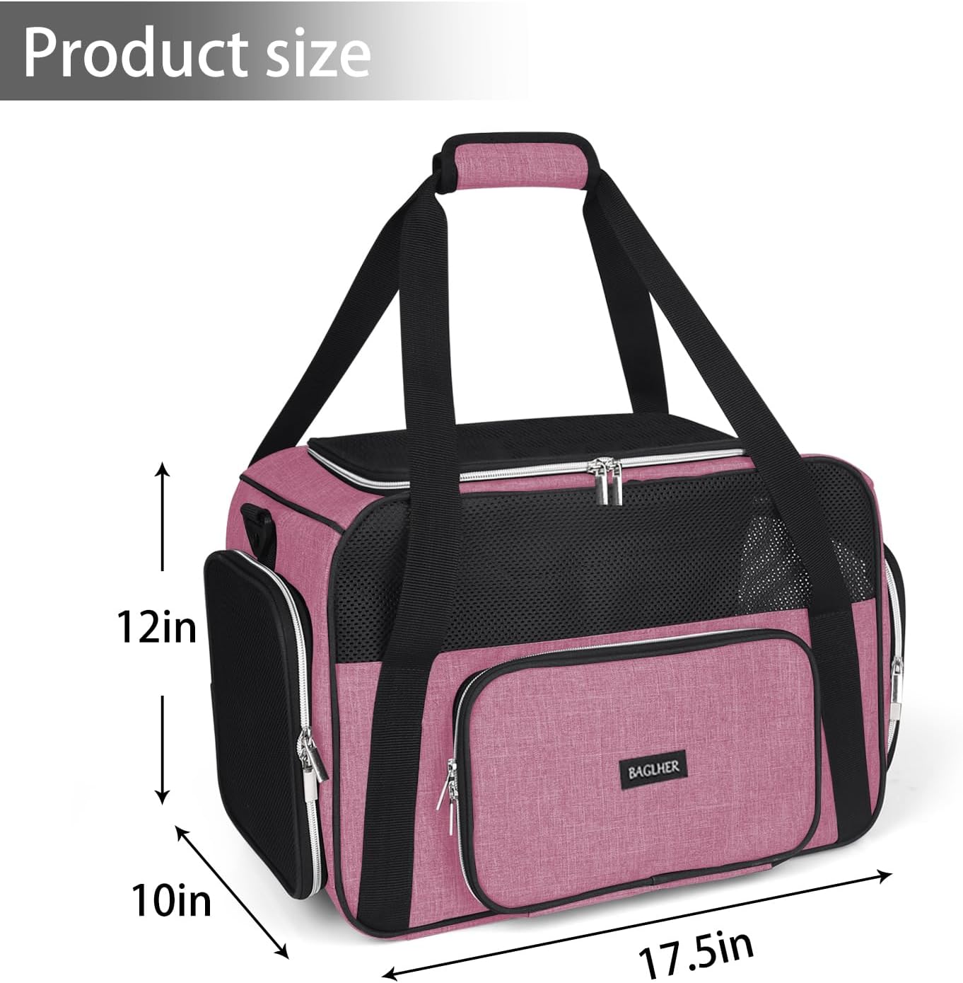 BAGLHER Pet Travel Carrier, Cat Carriers Dog Carrier for Small Medium Cats Dogs Puppies, Airline Approved Small Dog Carrier Soft Sided, Collapsible Puppy Carrier