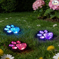 3pcs-Solar Paw Print Lights, Wireless of Cat Dog Animal Solar Lights Outdoor Garden Decor, IP55 Waterproof LED Yard Path Light, New Home Birthday Easter Gift for Pet Lovers (Colored Light)