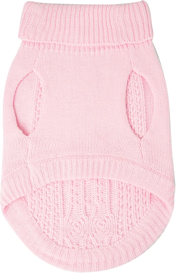 Stretchy Cat Sweater - 17 Colors & 6 Sizes | Snug Winter-Ready Knit for Boy/Girl Cats & Kittens(Light Pink, Large)