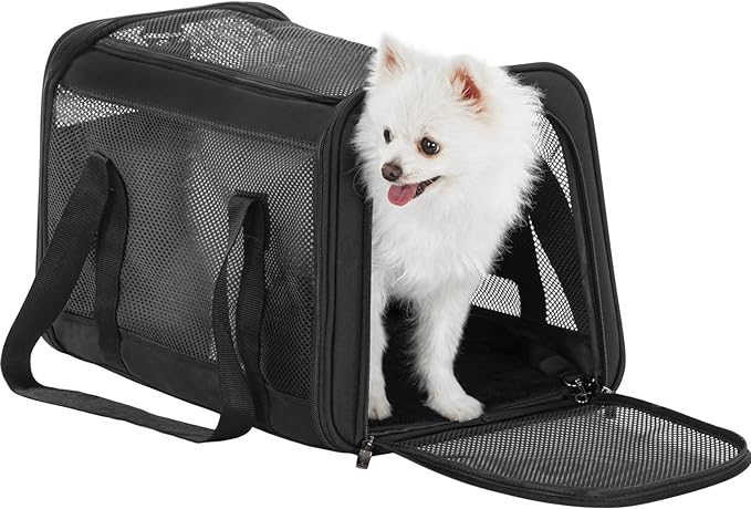 19 x 12 x 12 Large Cat Car Carrier – Roomy Escape-Proof Cat Car Seat for Safe Driving, Lockable Zippers & Safety Tether, Soft-Sided Travel Carrier for Road Trips & Vet Visits