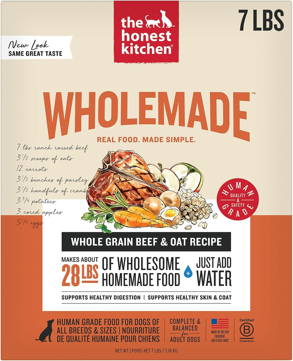 The Honest Kitchen Human Grade Wholemade™ Dehydrated Whole Grain Beef & Oat Dog Food, 7 lb Box