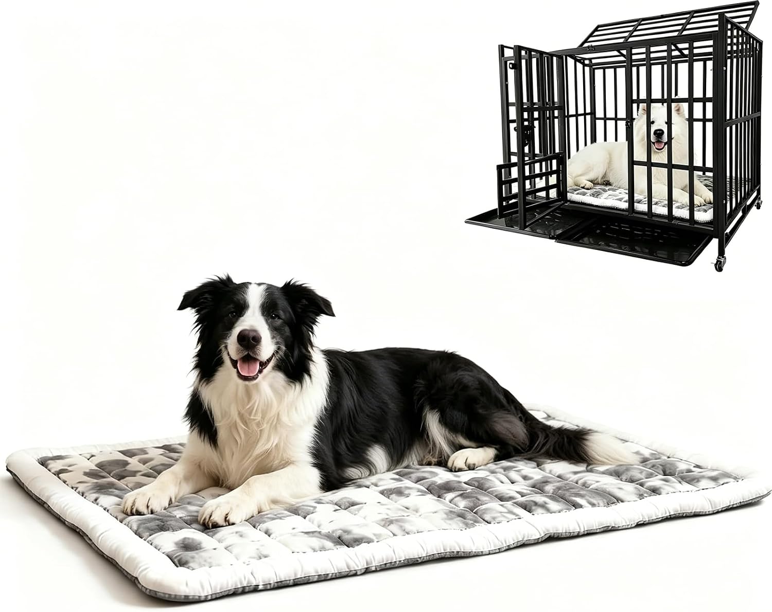 Washable Dog Bed Mat ，Upgraded Non-Slip Durable Dog Bed，Soft and Comfortable, Machine Washable Luxury Kennel Pad，Design Kennel Beds Mats for Large Medium Small Pets ，38" x 24"