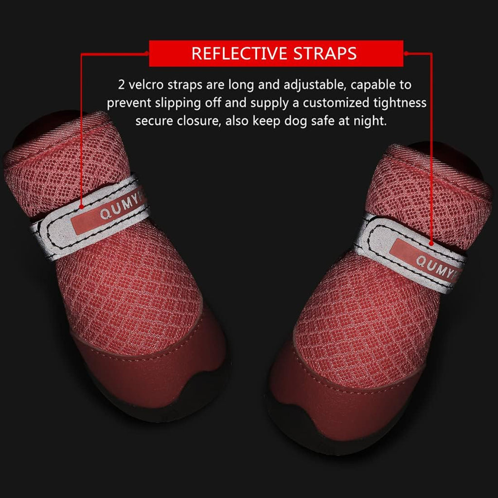 QUMY Dog Shoes for Small Dogs Hot Pavement Puppy Dog Boots & Paw Protectors | Small Medium Dog Summer Shoes, Soft Anti-Slip Rubber Sole, Mesh Breathable Dog Booties for Hardfloors, Walking Running Pink
