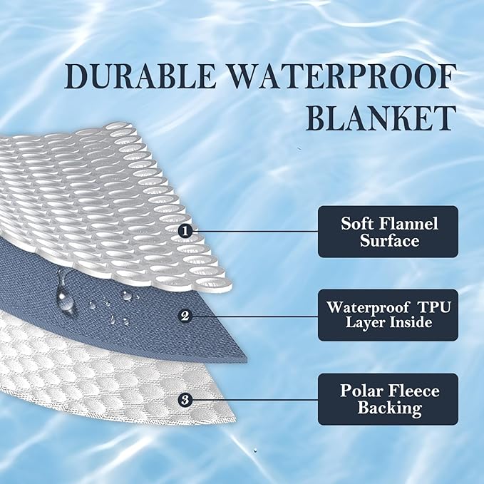 Waterproof Blanket 60"x80" for Adults, Reversible Waterproof Bed Cover for Dogs Cats Pets, Soft Leakproof Blanket for Bed Couch Sofa Furniture Protector, Grey/Light Grey