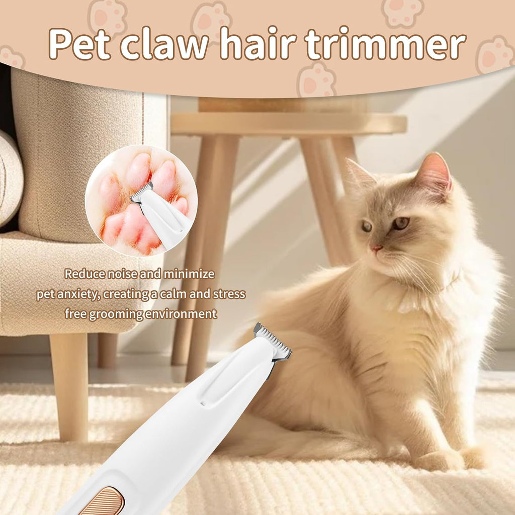 Silent, Cordless, Handheld and Washable Pet Hair Clipper. Equipped with LED Lights Paw Trimmers for Pet's Feet, Rechargeable, Suitable for Paws, Eyes, Ears, Face and Buttocks Areas