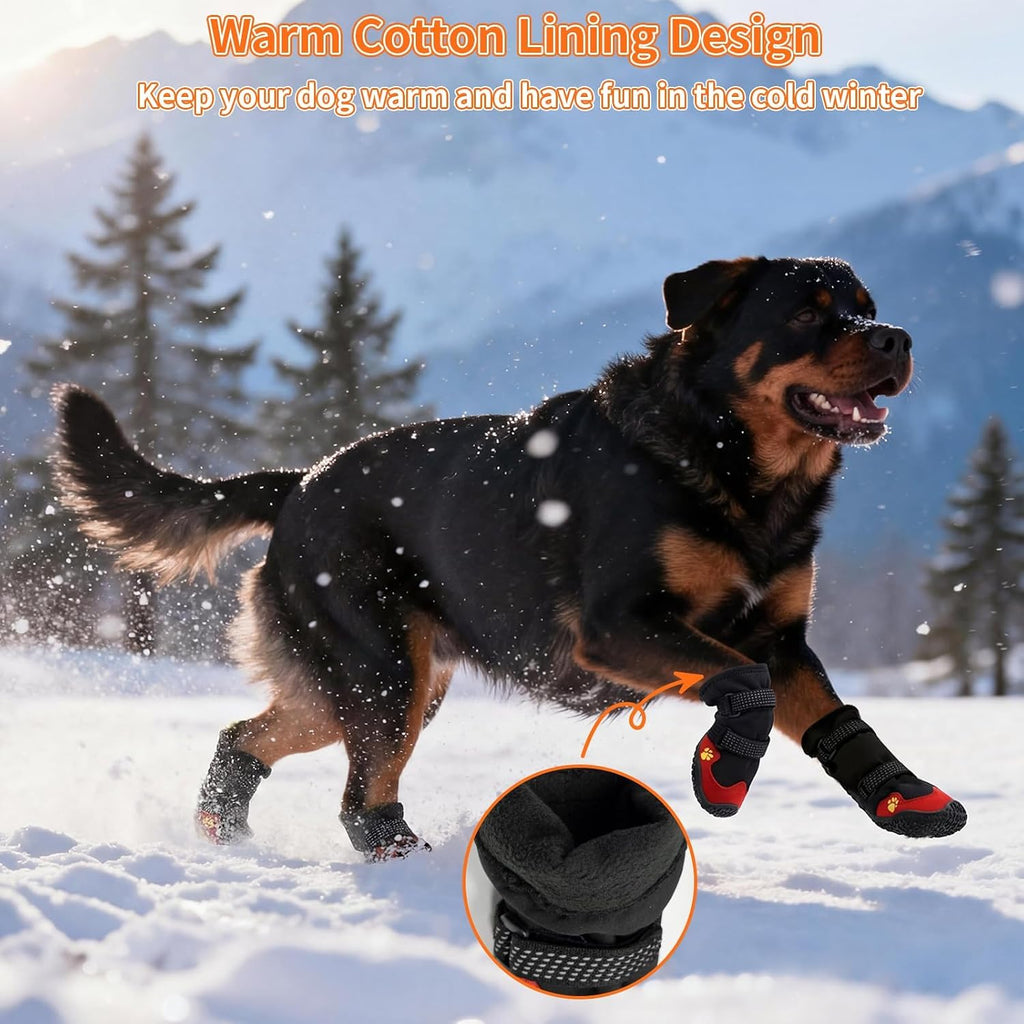 Dog Boots for Snow & Hiking, Waterproof High Top Protectors with Adjustable Reflective Straps, Anti-Slip Paw Protection Shoes for Mud and Hot Pavement-Ideal for Small to Large Dogs(Black, 7)