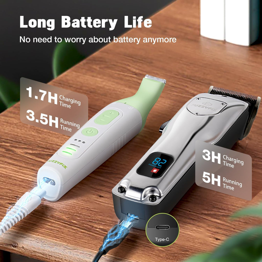 Dog Grooming Kit Dog Clippers for Grooming for Thick Curly Coats | Low Noise Pet Paw Trimmer with Qiuet Nail Grinder Rechargeable Stainless Steel Hair Trimmer for Heavy Coats Dogs Cats