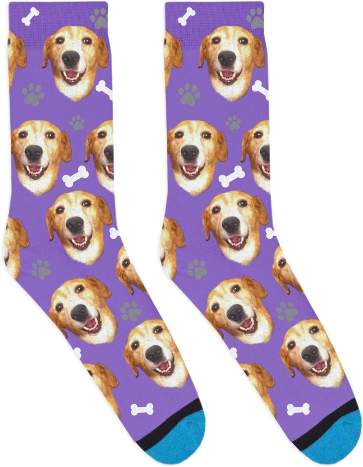 DivvyUp Socks - Custom Dog Socks - Put Your Dog on Socks! (Small, Purple)