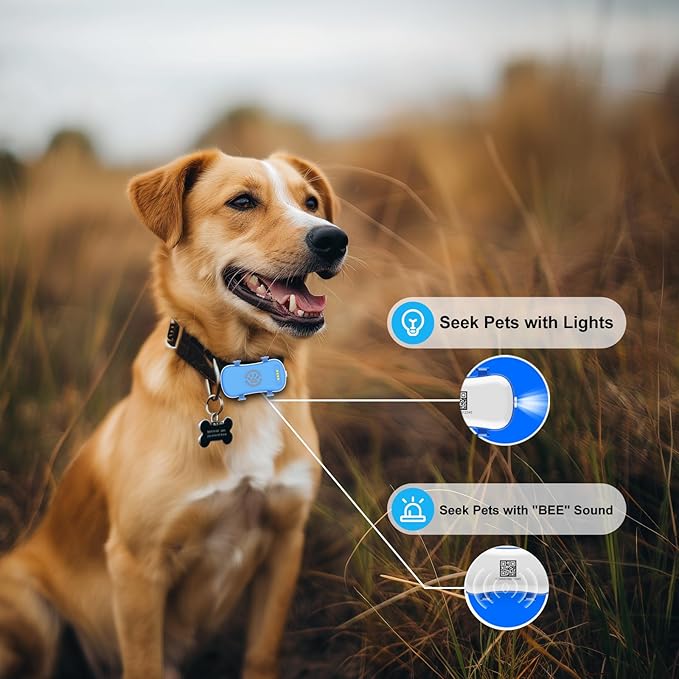 GPS Tracker for Dogs, Real-time Dog Tracker with Geo-Fence and Lighting Flash&Audible Alarm，Anti Lost No Distance Limited Dog GPS Collar Fit Most Pet Collars, Subscription Needed