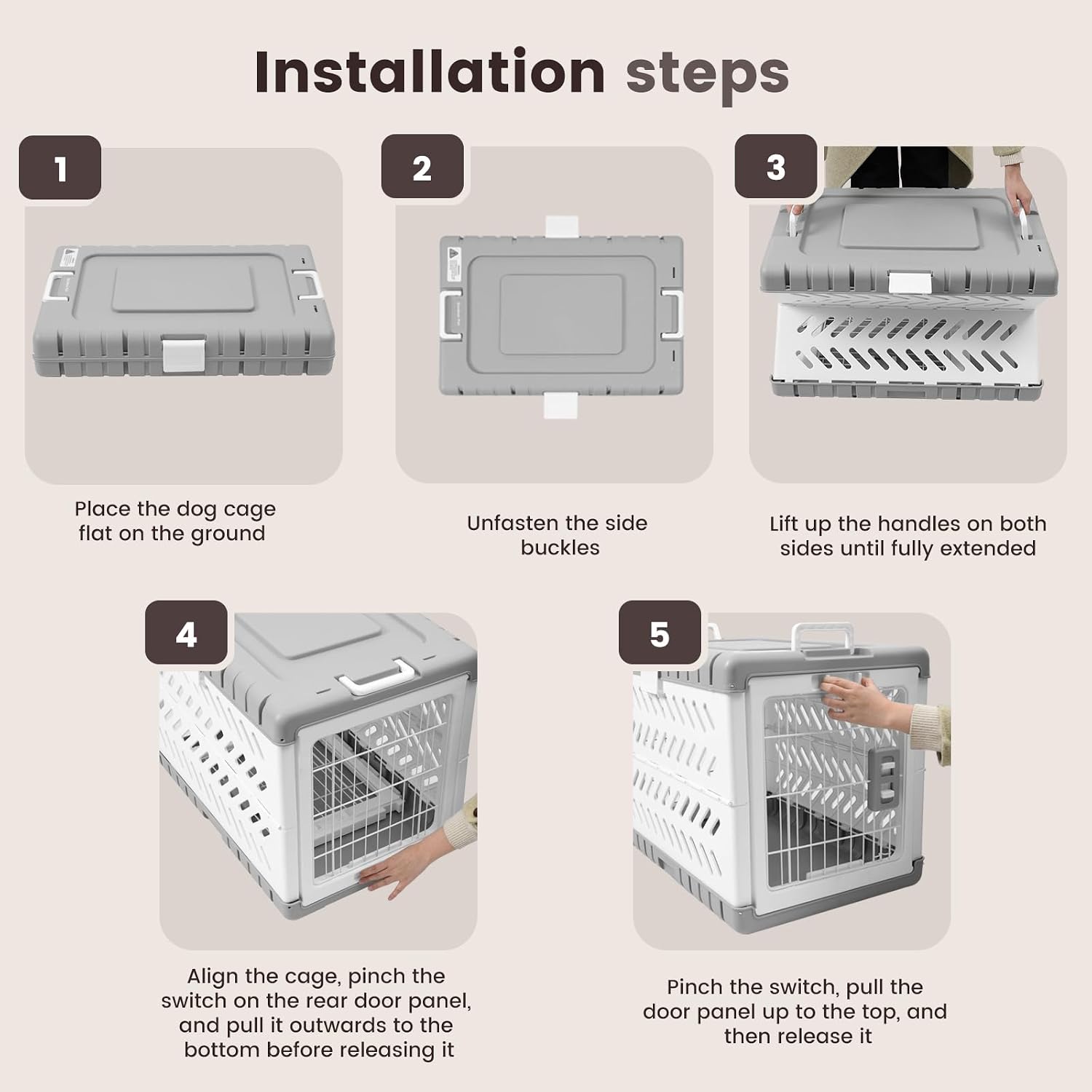 Collapsible Dog Crate for Medium/Small Dogs - 28" L Foldable Dog Cage No-Tool Assembly, Travel Dog Crate with 2 Wheels - Easy to Carry, Space-Saving, Indoor Outdoor Use, 27.96"(L) X18.3(W) X20.87(H)