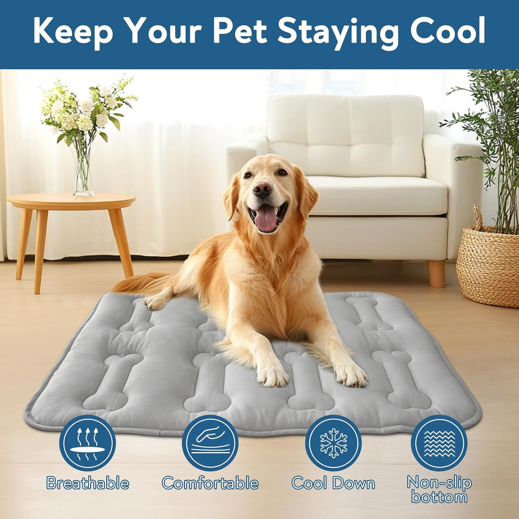 Magik & Kover 42" x 28" Dog Crate Pad and Dog Cooling Mat 2 Pack Grey