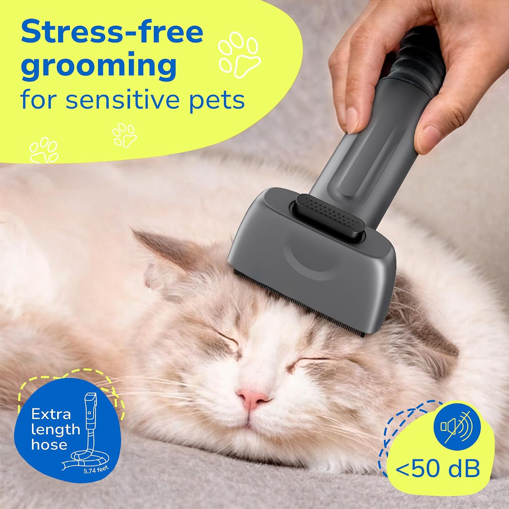 PET'S DREAM Dog Grooming Vacuum Kit, 3.5L Dust Cup, Low Noise, 4 Suction Modes, HEPA Filter, Black, For Dogs