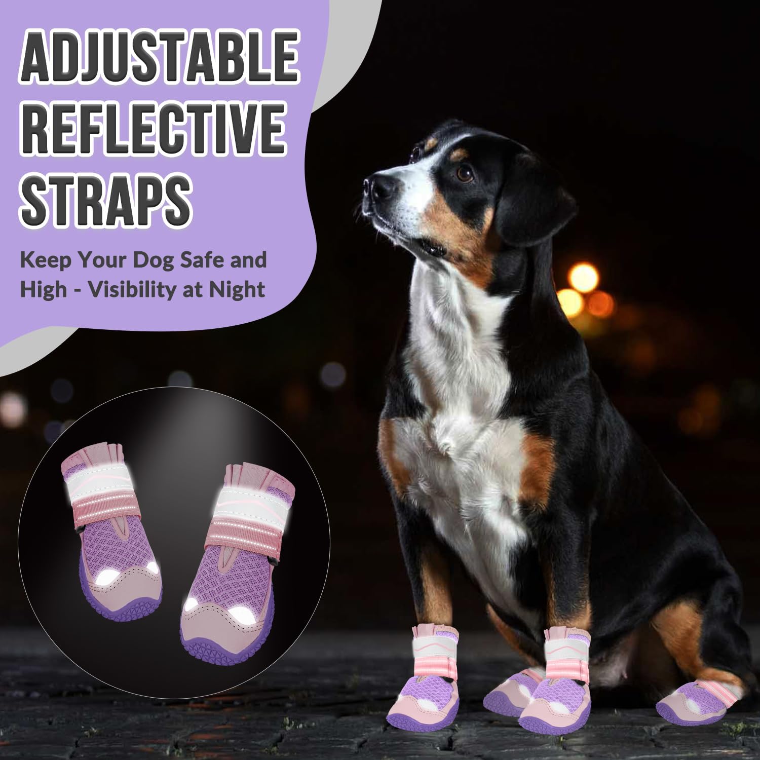 SlowTon Dog Shoes for Large Small Medium Dogs - Breathable Dog Boots | for Summer Hot Pavement, Paw Protector for Outdoor Walking Winter Snow, Anti-Slip Rubber Booties for Hardwood Floor, Pink 4