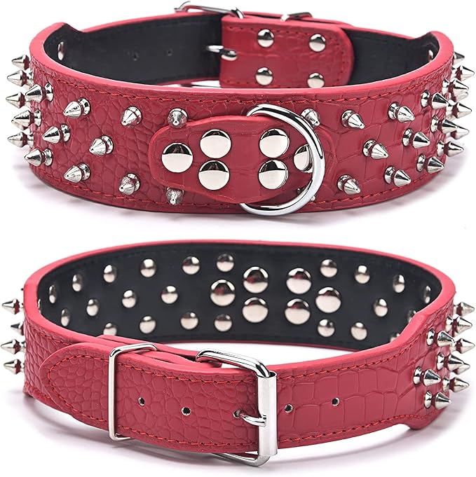 Serijoars Spiked Studded Dog Collar, PU Leather Dog Collar, Adjustable Pet Collars for Medium or Large Breed Pet (S, Camouflage1)