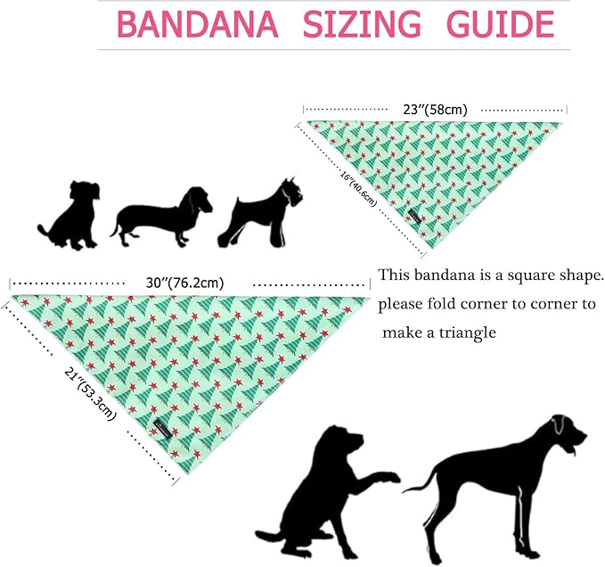 ARING PET Christmas Dog Bandanas, Green Christmas Tree Holiday Pet Bandana Scarf Triangle Bibs for Puppy Small Medium Large Boy Girl Dogs Cats-L