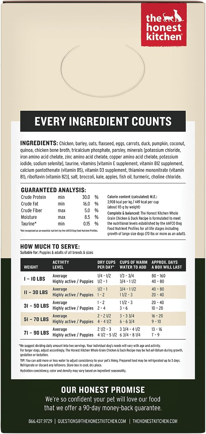 The Honest Kitchen Human Grade Wholemade™ Whole Grain Dehydrated Dog Food - Chicken & Duck, 10 Pound Box
