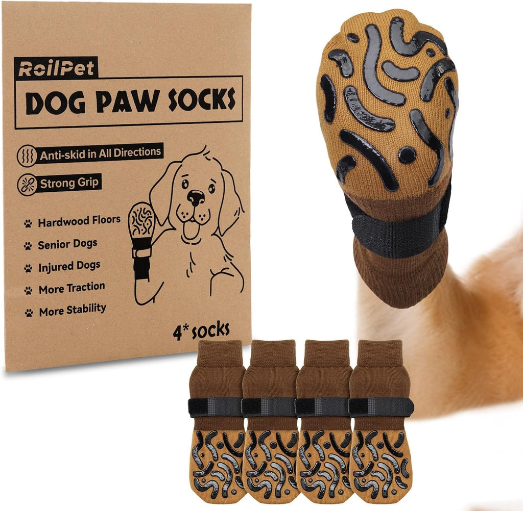 Non Slip Dog Socks for Hardwood Floor Senior Dogs Double Sided Grip | Adjustable Straps, Helps Prevent Paw Licking, Post-Surgery Recovery Support, Breathable Stretch Fabric, Machine Washable