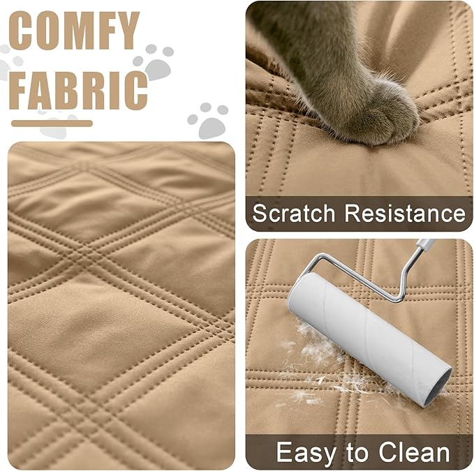 Smiry Waterproof Dog Bed Cover Blanket 82x120, Soft Reversible Pet Blanket, Washable Leakproof Cats Dogs Couch Cover for Sofa, Couch, Furniture, Camel/Beige
