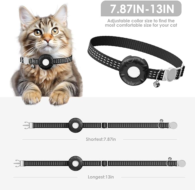 Cat Tracker, Lightweight Pet Tracker for Cats, No Monthly Fee, Waterproof Cat GPS Tracker Compatible with Apple Find My App(Only iOS), Real-Time Tracking, Precise Positioning, Smart Alerts