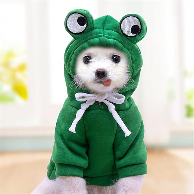 Warm Dog Winter Clothes Cute Fruit Dog Coat Hoodies Fleece Pet Dogs Costume Jacket for French Bulldog Chihuahua Ropa para Perro(Green,XXL)