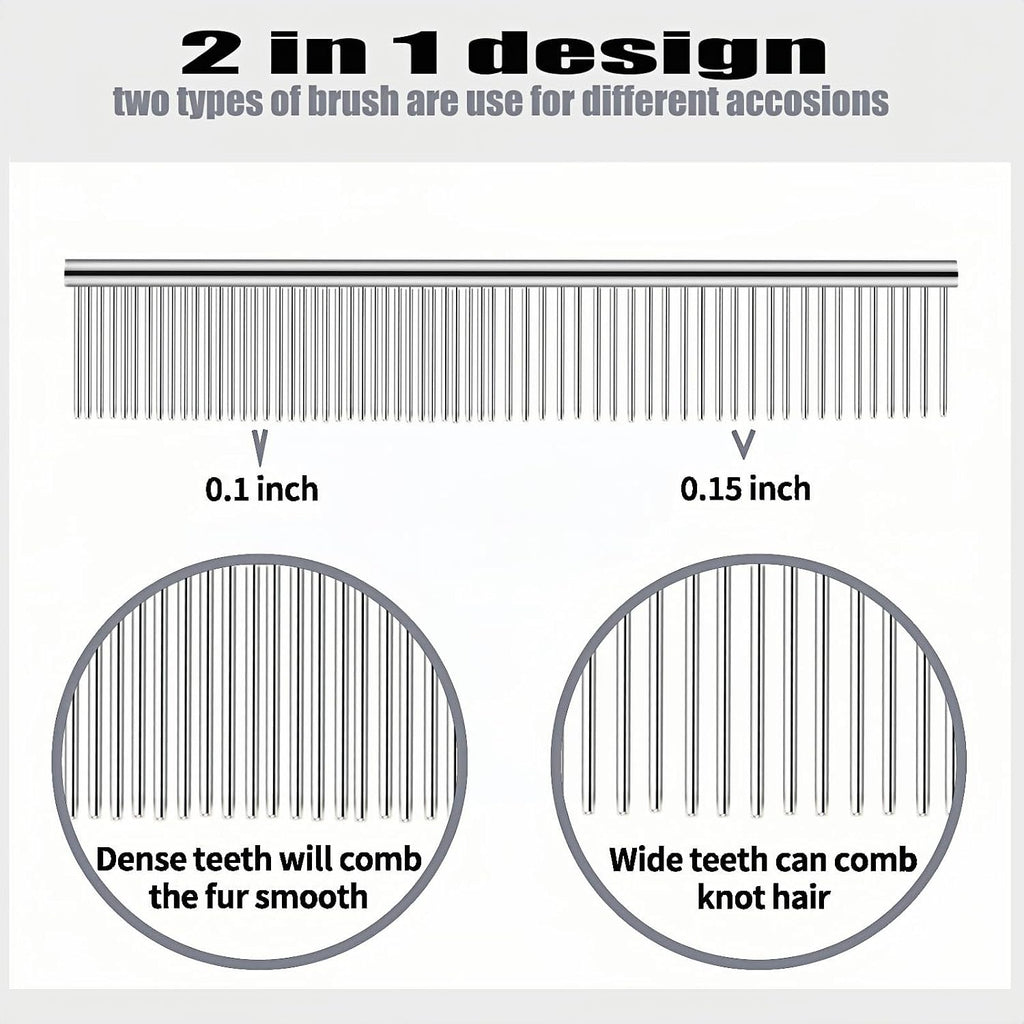 3-Pack metal comb for dogs stainless steel dog comb Pet Grooming Metal Combs Set, Large Medium Small Sizes, Stainless Steel Detangling Tool for Dogs and Cats
