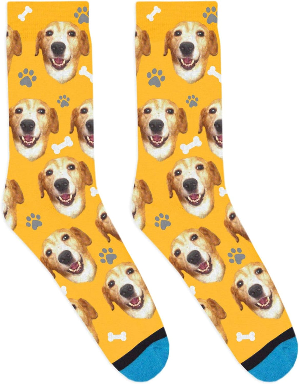 DivvyUp Socks - Custom Dog Socks - Put Your Dog on Socks! (Large, Orange)