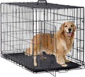BestPet | Dog Crate | 48" | Black | Foldable Metal Kennel with Double Doors | Secure Slide-Bolt Latches, Leakproof Tray | Portable Dog Cage for Large Breeds | for Travel, Indoor & Outdoor Use