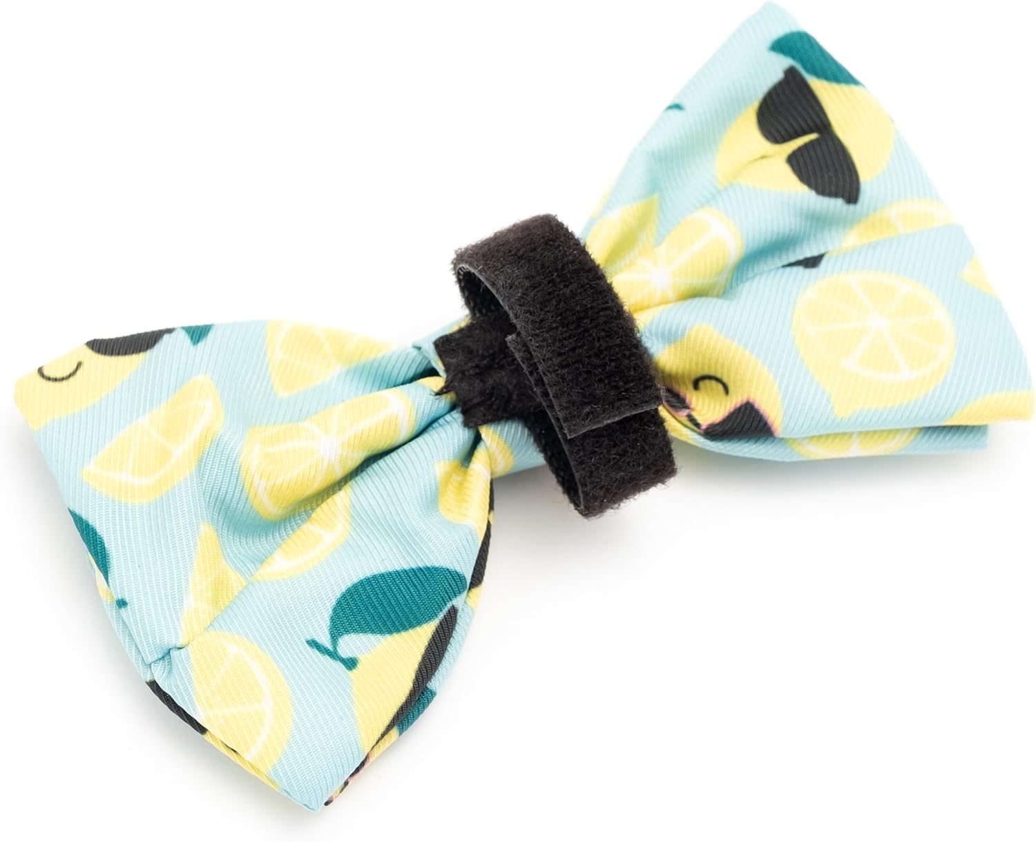 THE WORTHY DOG Food & Sport Print Pet Bow Ties for Dogs & Cats, Lemons | Stylish, Soft Printed Polyester Pet Bow Tie, Attach to Any Collar Easily with Touch Fastener, Lemons, Mint, Large