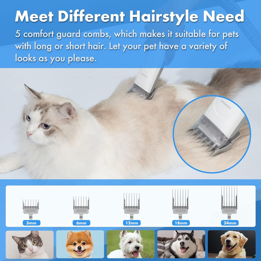 Neakasa P2 Pro Dog Grooming Kit, Dog Clippers Vacuum Suction 99% Hair, Pet Grooming with 5 Proven Tools, 2L Large-Capacity Easy Empty Dustbin for Dogs Cats Animals