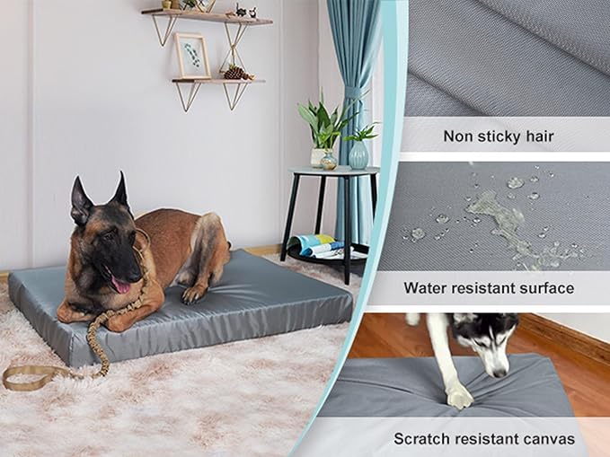 Explore Land Scratch Resistance Dog Bed Cover Canvas Washable Dog Crate Pad Replacement Cover, 36Lx27Wx4H inch, Charcoal