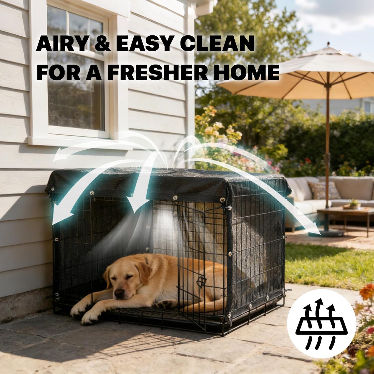 Amgo 90% UV Block Sun Shade Cloth for Dog Kennel Cover, 2' x 3' Black Pet Playpen Sunshade with Grommets, Durable Mesh Tarp for Crate, Patio, Stable,Chicken Coop & Outdoor Privacy Screen.
