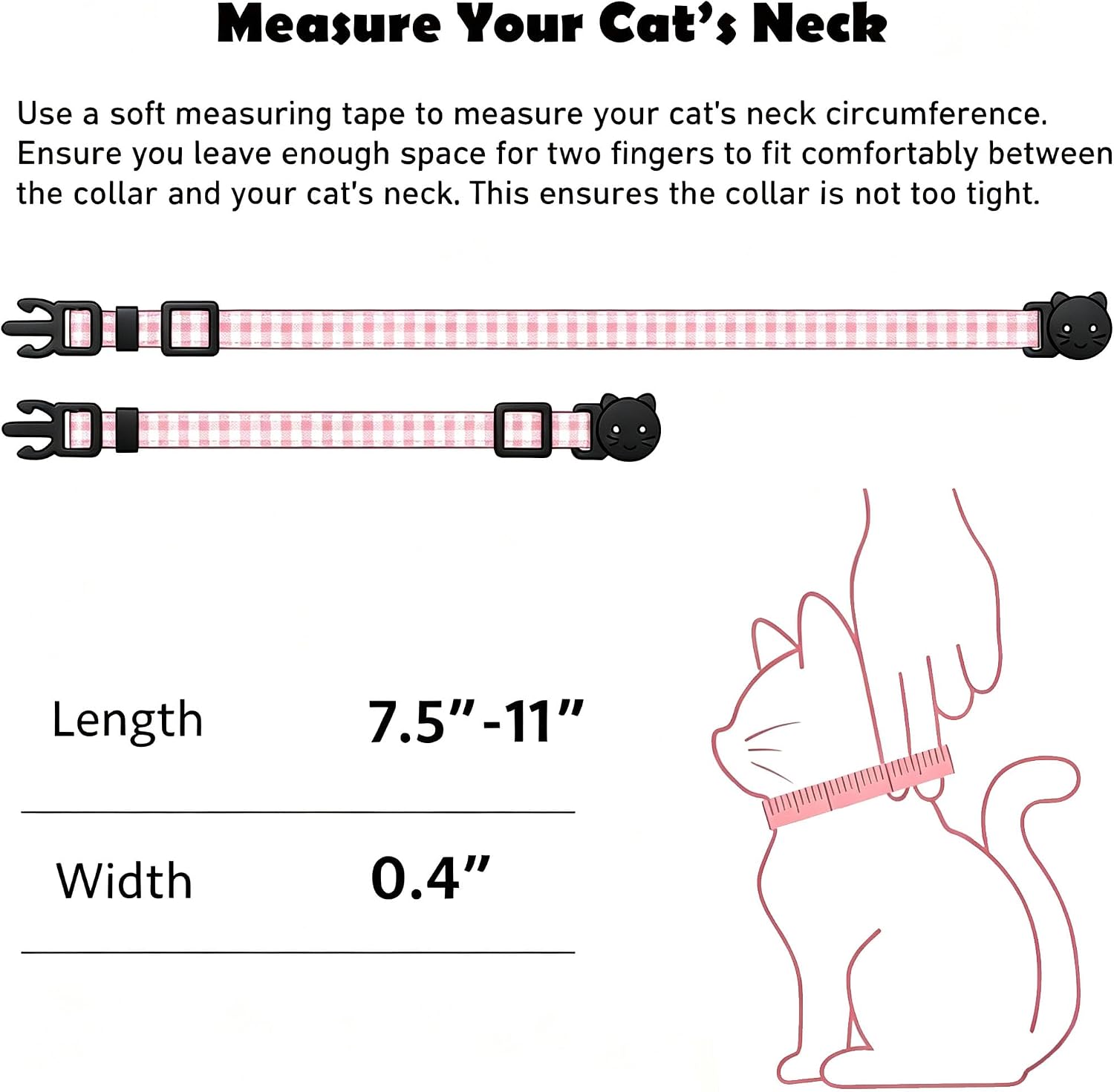 Cat Collars Breakaway Cotton with Bell for Girl Cats 2 Pack Adjustable Female Kitten Collars for Small Large Adult Cats