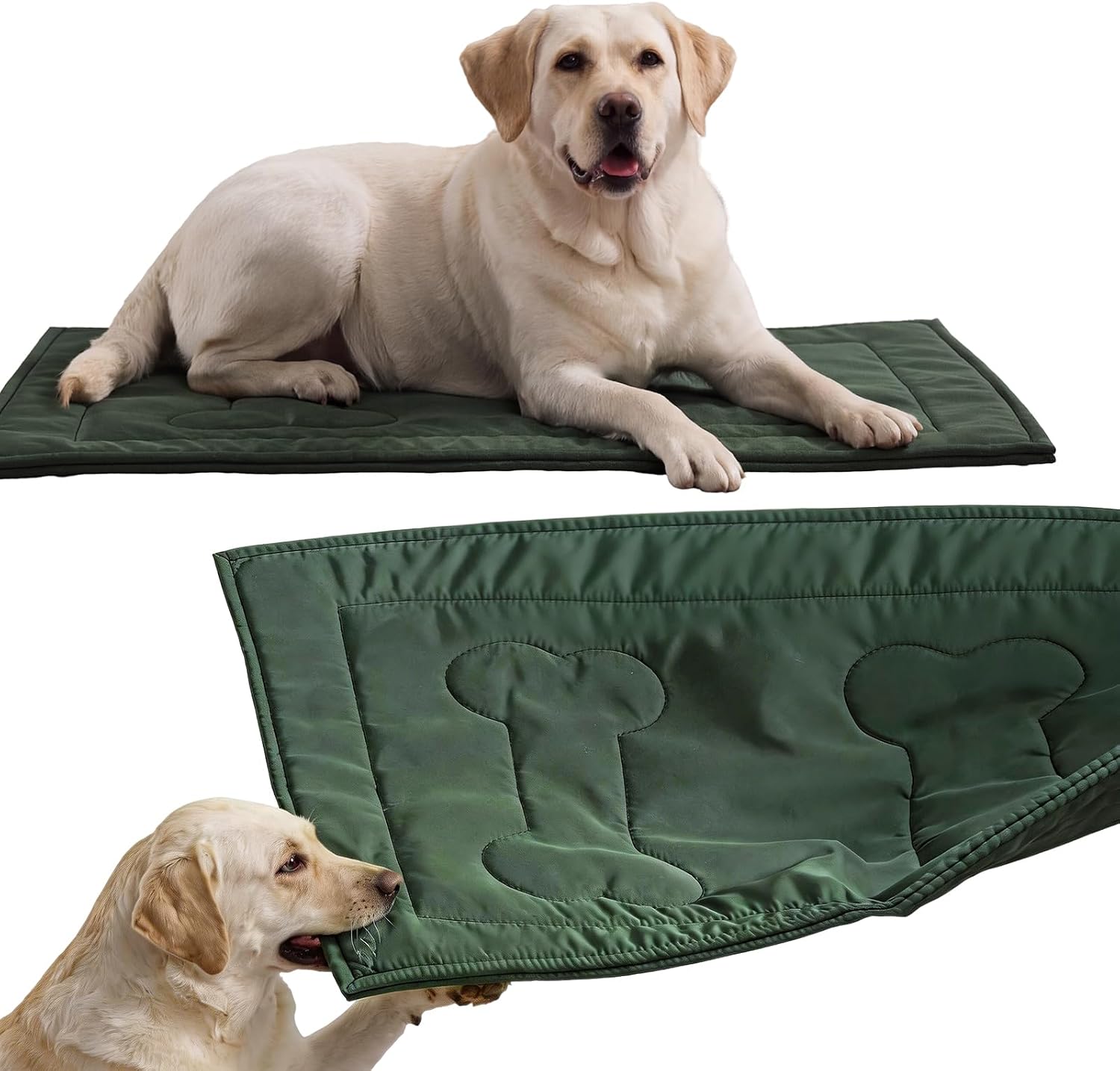 Chew Proof Indestructible Dog Crate Pad,Large (28"x41"),Green | Durable,for Aggressive Chewers,Tough,chew resistant, non chewable,Machine Washable & Waterproof,Indoor Outdoor