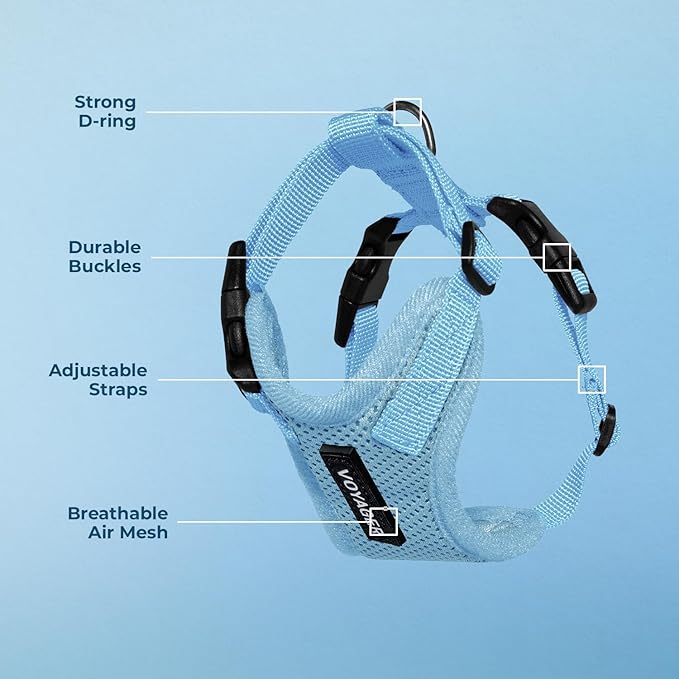 Voyager Step-in Pet Harness - All Weather Mesh, Adjustable Step in Harness for Cats and Dogs by Best Pet Supplies - Baby Blue, XS