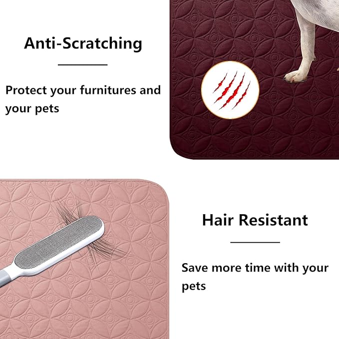 Waterproof Dog Blanket, 82x82 inches Pet Couch Covers for Sofa, Bed Furniture Protector from Dogs Washable and Reversible-Burgundy Red+Pink