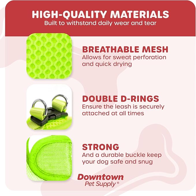 Downtown Pet Supply Step in Dog Harness No Pull, X-Large, Atomic Yellow - Adjustable Harness with Padded Mesh Fabric and Reflective Trim - Buckle Strap Harness for Dogs